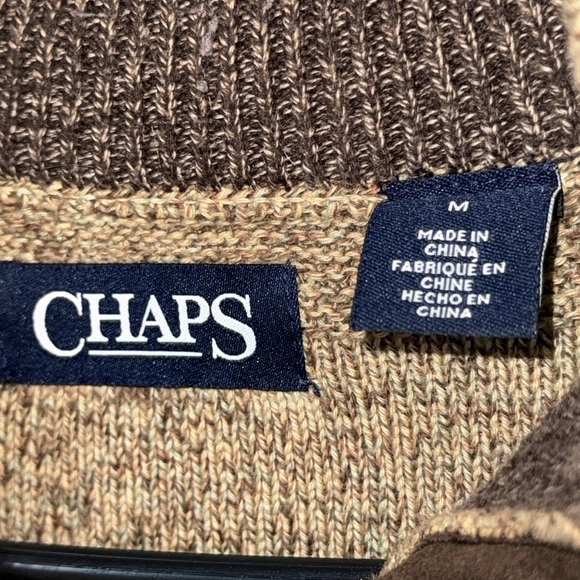 🌹CHAPS 3-BUTTON 1/4 MOCK NECK MARLED TWIST SWEATER - Picture 4 of 6